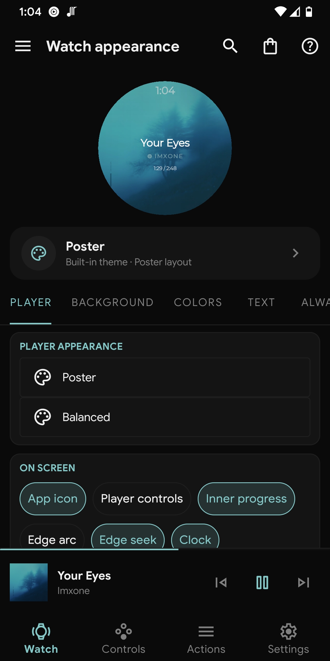 Watch tab live preview above the Player editor