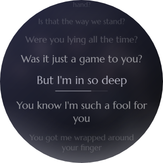 Lyrics: bold underlined current line