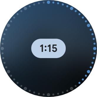 Seek overlay: dotted ring with pill readout