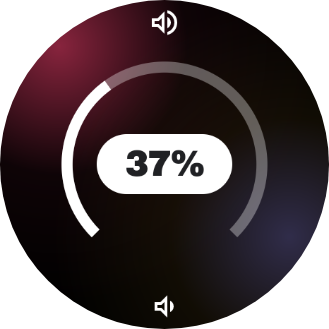 Volume overlay: maroon-to-indigo gradient ring