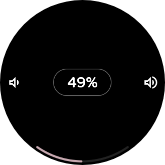 Volume overlay: pastel pink arc on pure black