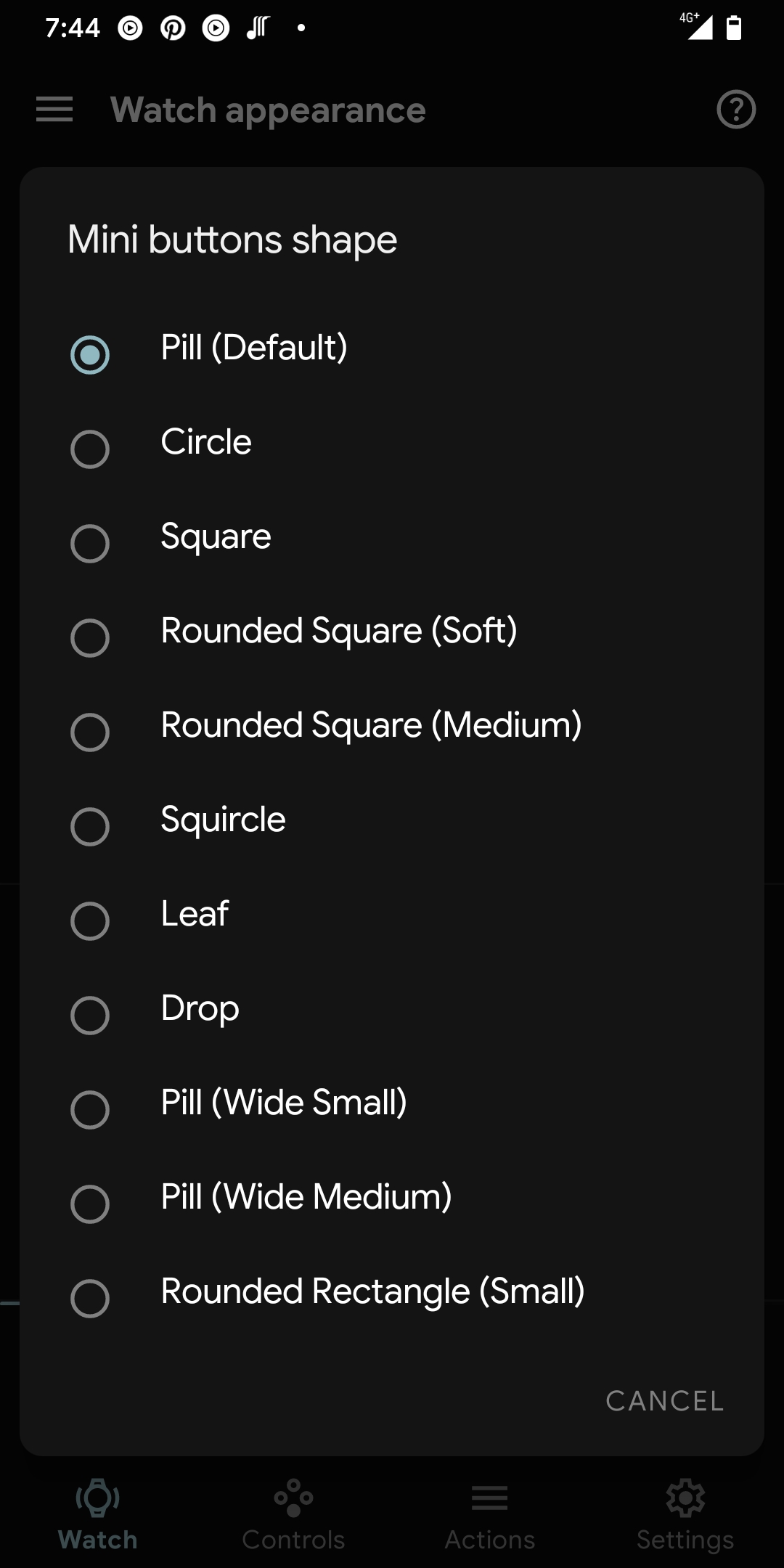 Mini buttons shape picker