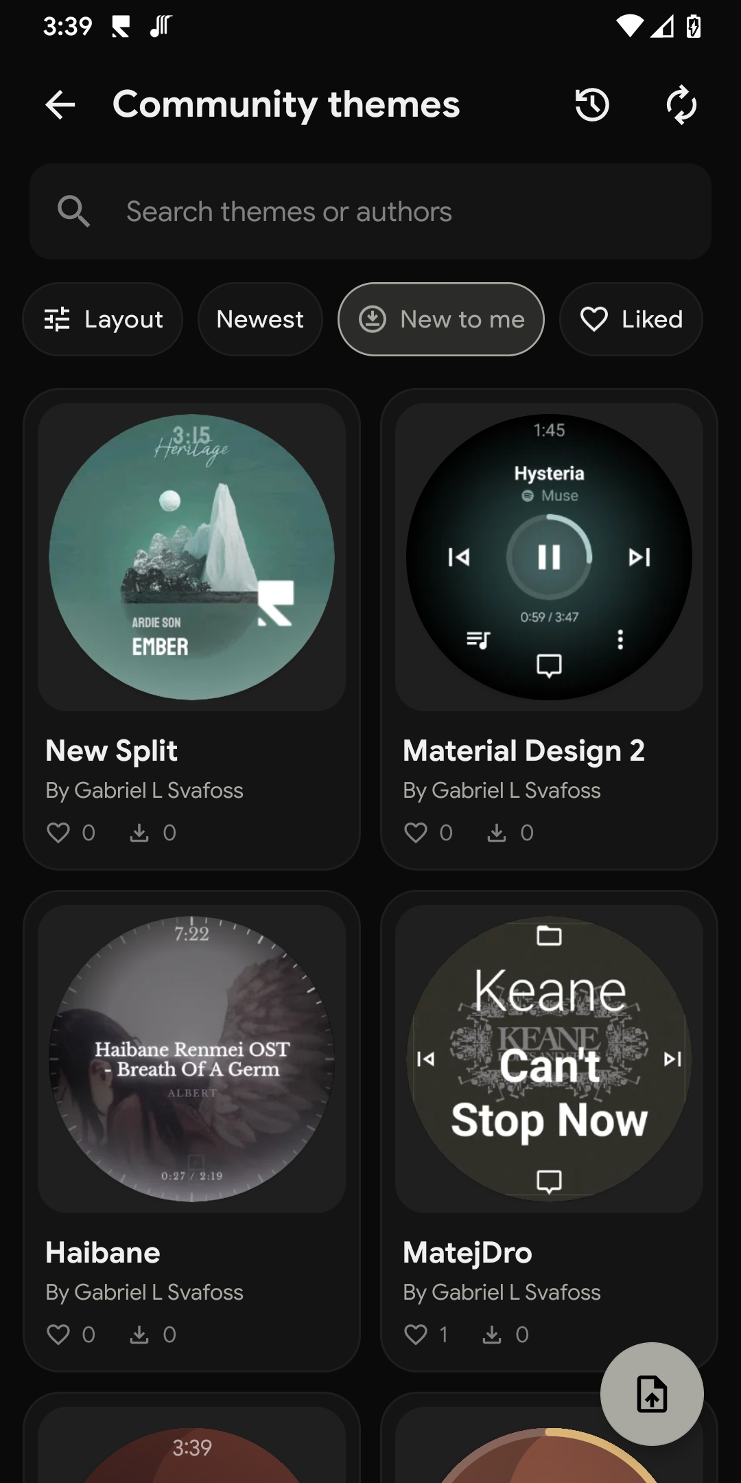 Community themes gallery grid, browsable and filterable