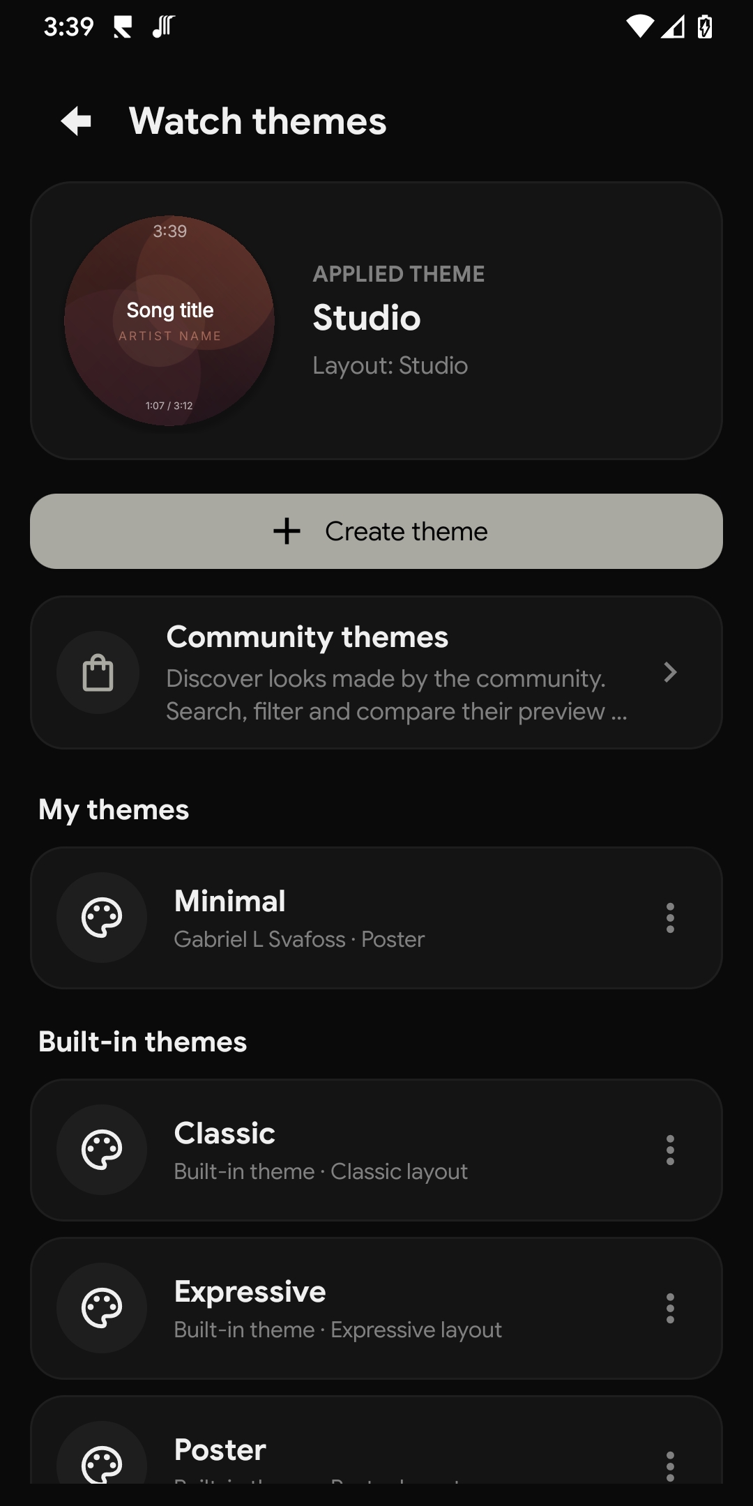 My themes library with a theme applied