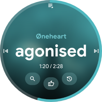 The assigned action shown as a mini button on the watch